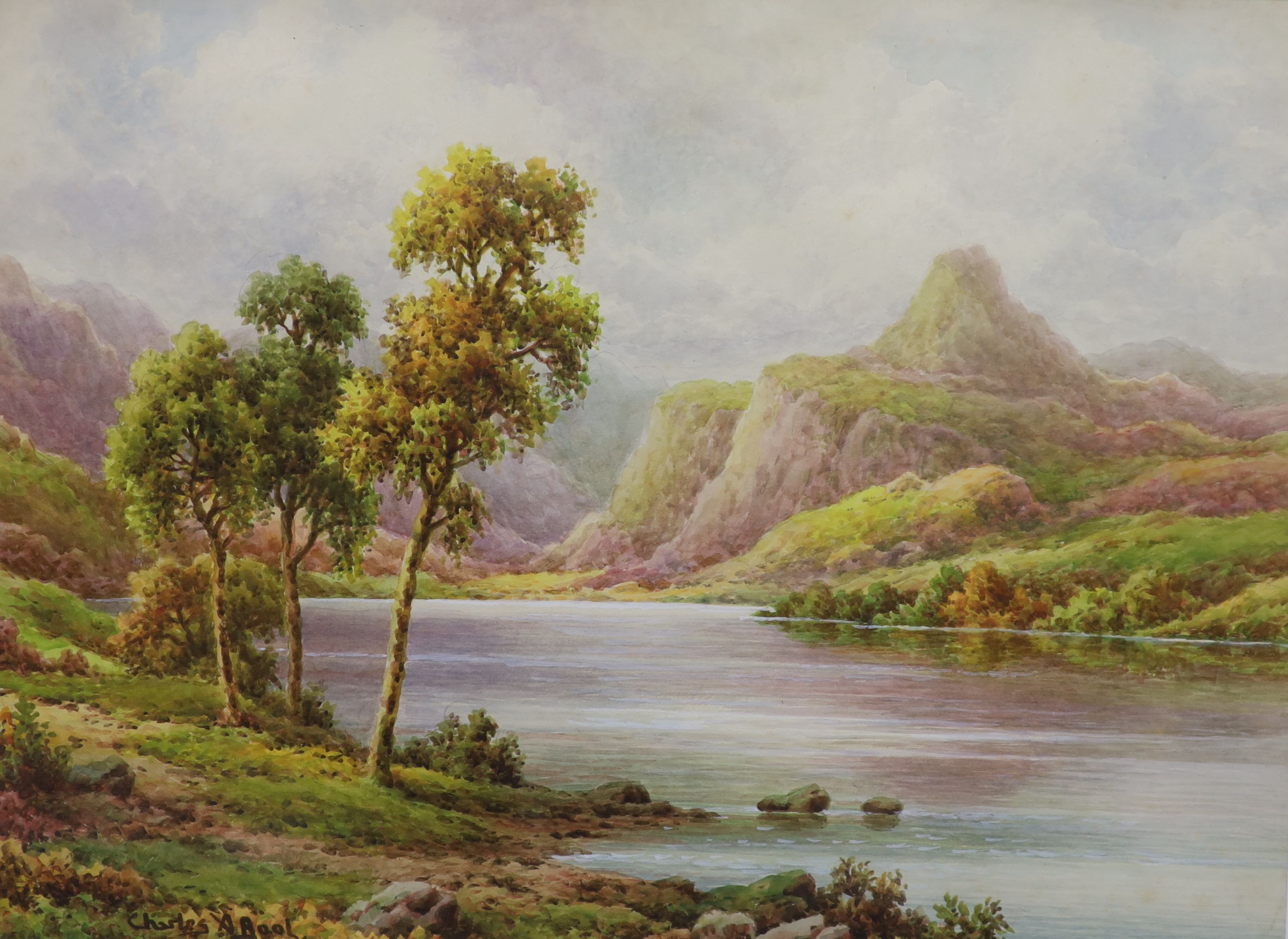 Charles A. Bool, watercolour, Loch scene, signed, 27 x 37cm